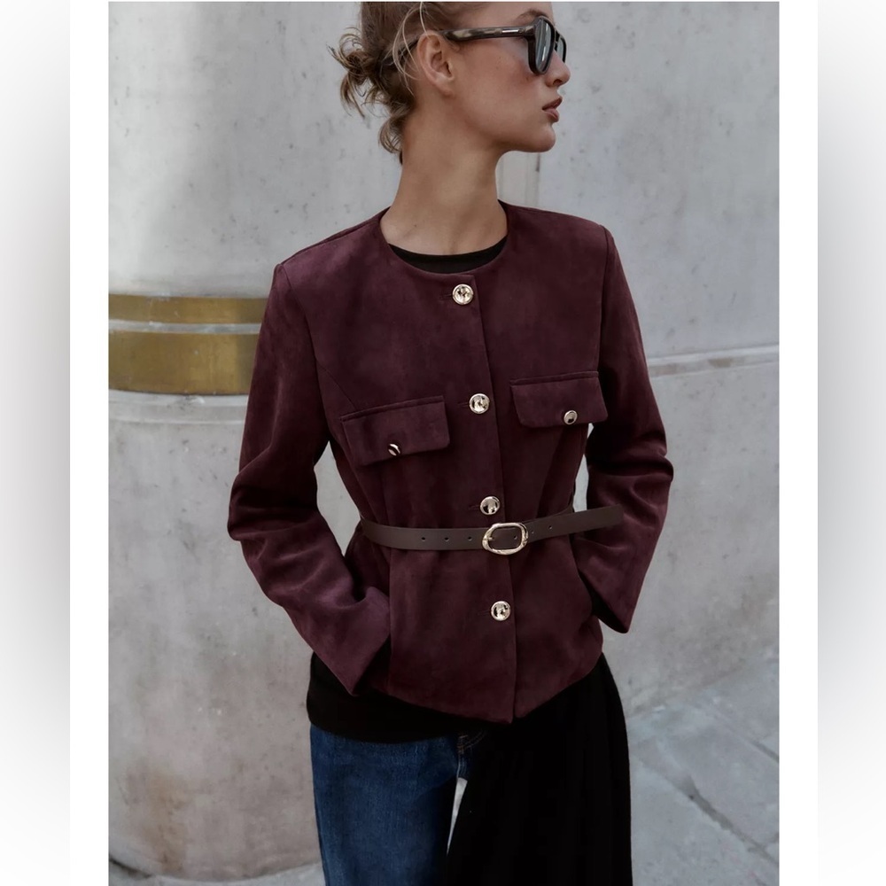 NWT ZARA 2025 COLLECTION FAUX SUEDE BELTED BLAZER 
🚨FIRM PRICE NO DISCOUNT